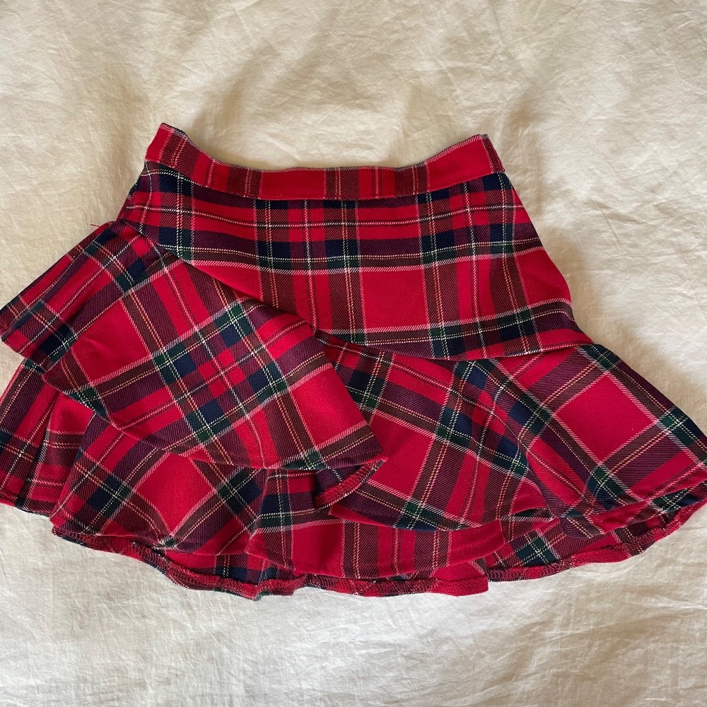 Girls Hnm Ruffled Plaid a Christmas Skirt